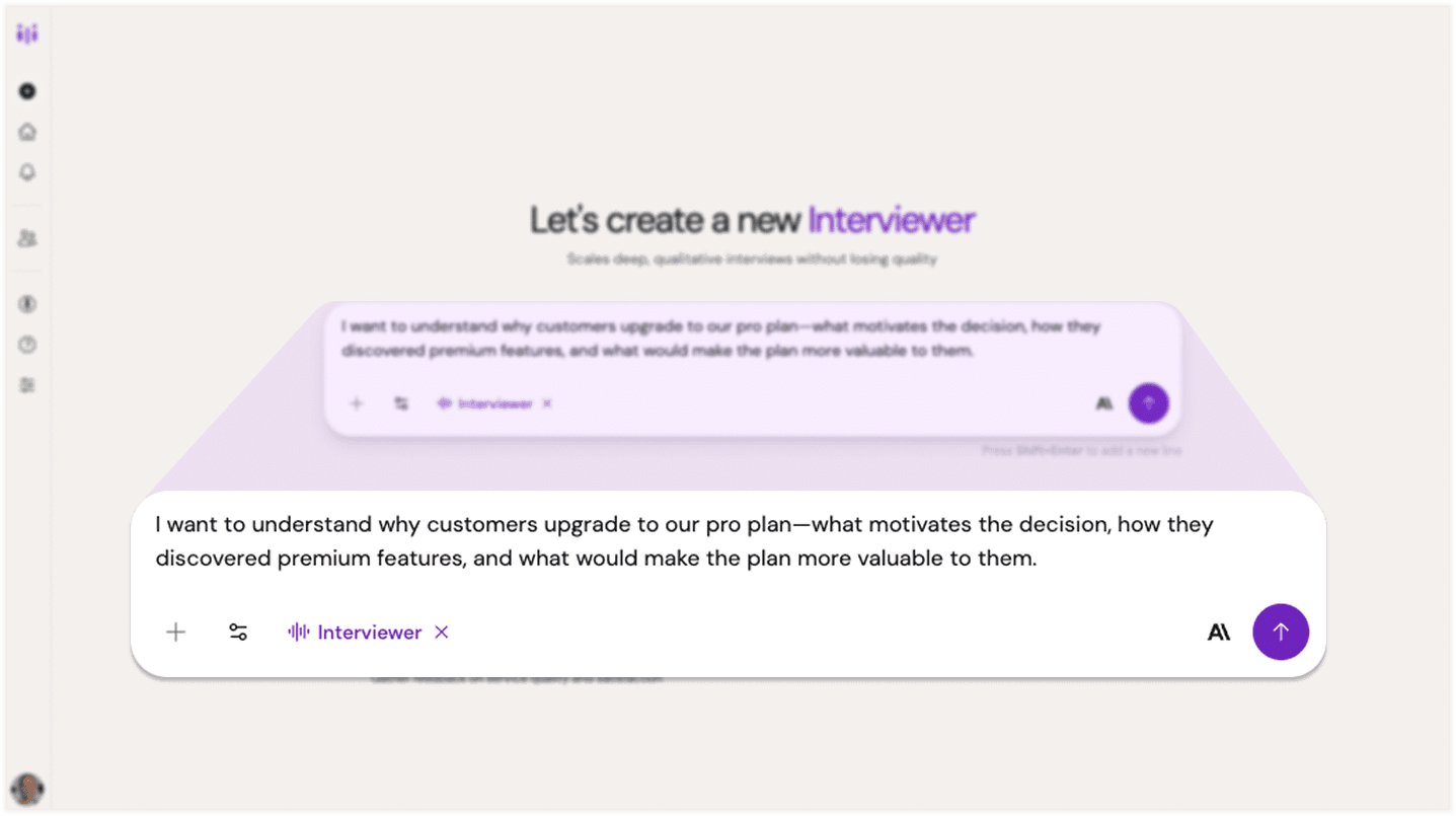 screenshot Research question input field