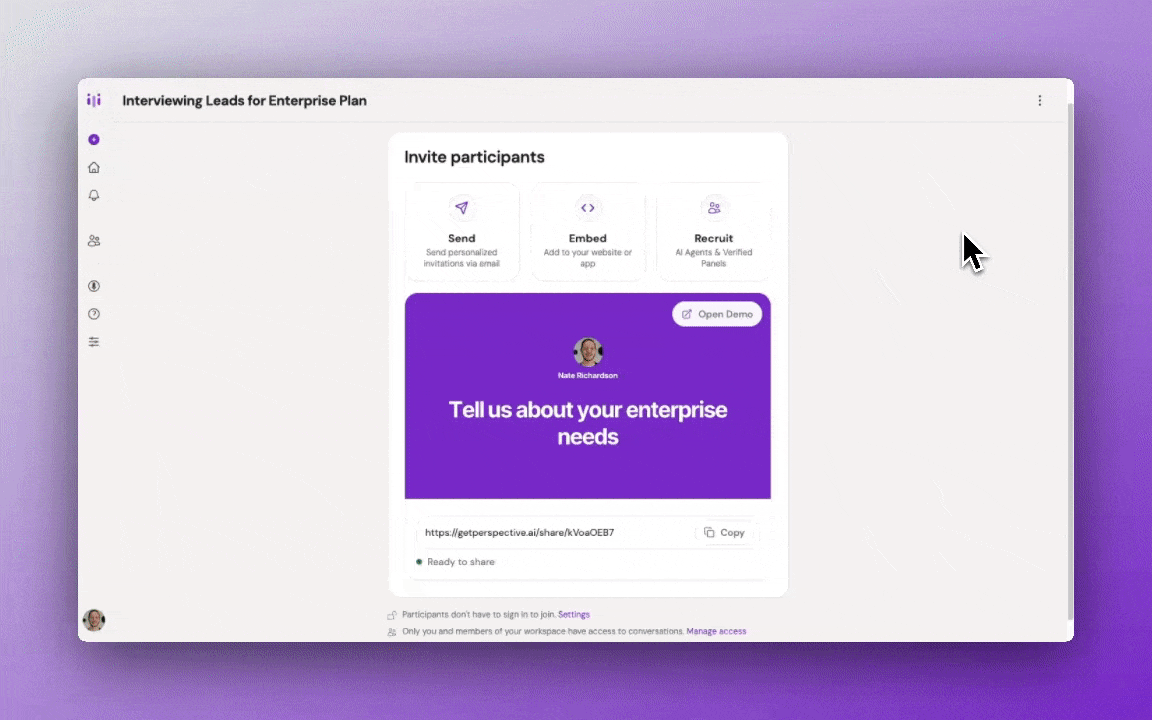 animated Five embed type options with Full Page selected
