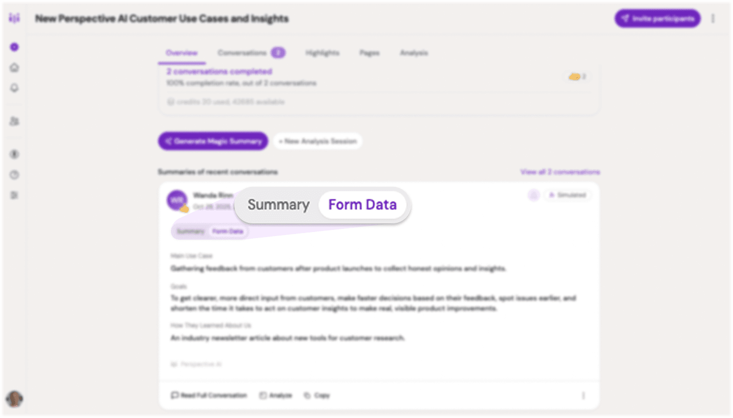 screenshot Form fields view in conversation summary